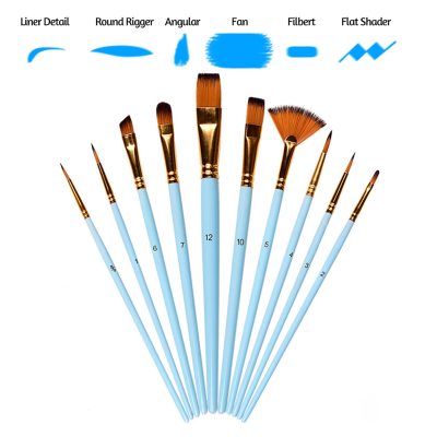 Blue Acrylic Paint Brush Set Bristles