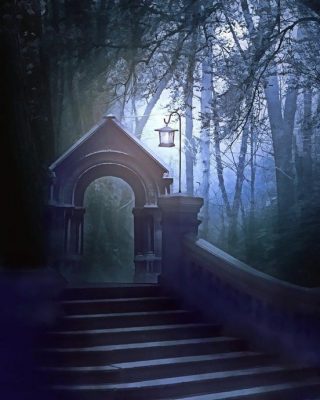 Moon Door In The Forest Landscape Paint By Numbers