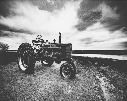 Monochrome Tractor Paint By Numbers