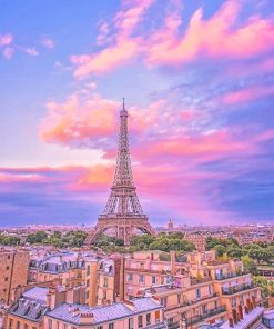 Eiffel Pink Sky Paint By Numbers