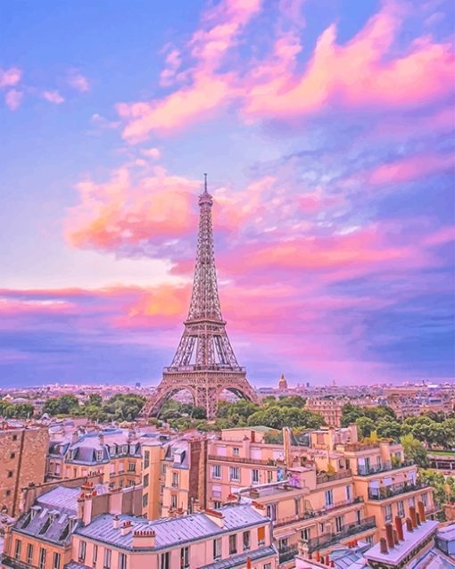 Eiffel Pink Sky Paint By Numbers