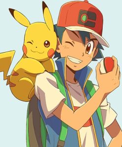Pikachu And Ash Paint By Numbers