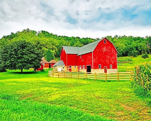 Green Barn Paint By Numbers