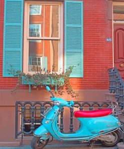 Turquoise Scooter Paint By Numbers