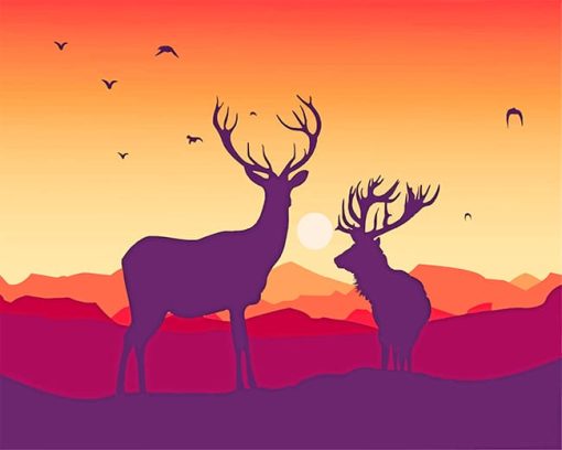 Deers Silhouette Paint By Numbers