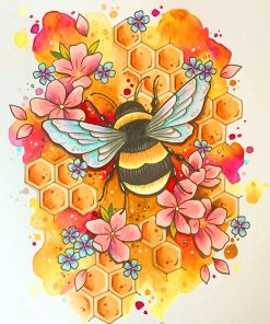 Bee And Flowers Paint By Numbers