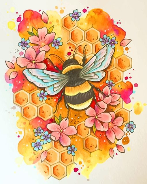 Bee And Flowers Paint By Numbers