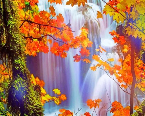 Waterfall Autumn Paint By Numbers