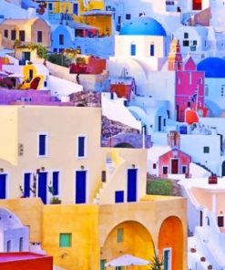 Colorful Greece Houses Paint By Numbers