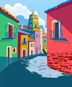 Colorful Houses Paint By Numbers