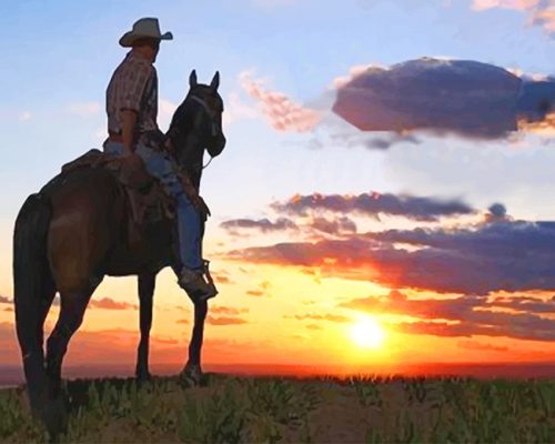 Cowboy Sunset Paint By Numbers