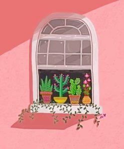 Window With Plants Paint By Numbers