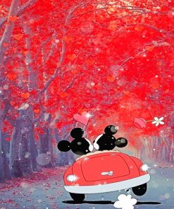Mickey And Minnie In Car Paint By Numbers
