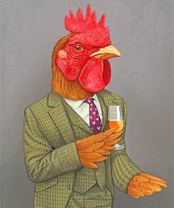 Rooster Wearing Suit Paint By Numbers