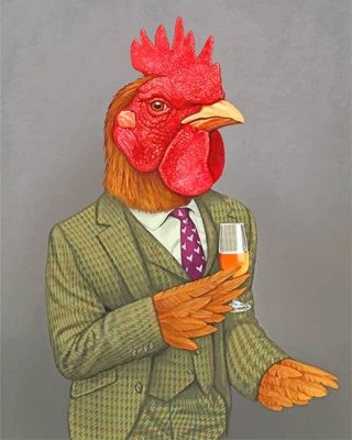 Rooster Wearing Suit Paint By Numbers