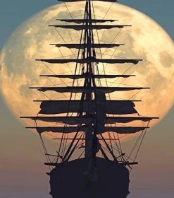 Ship With Moon Paint By Numbers