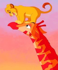 Simba With Giraffe Paint By Numbers