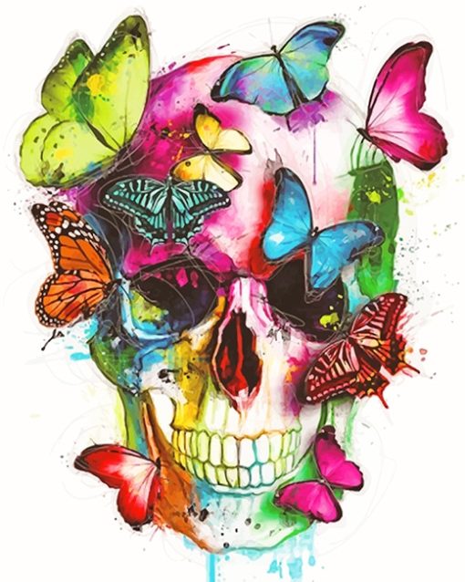 Skull And Butterflies Paint By Numbers