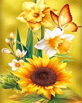 Yellow Flowers Paint By Numbers