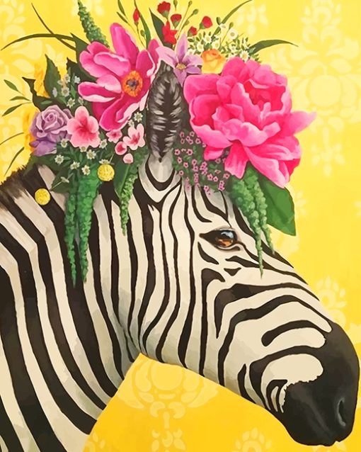 Zebra Flowers Crown Paint By Numbers