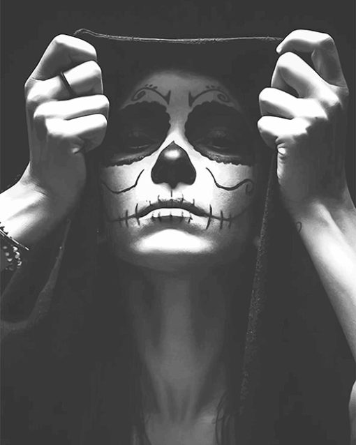 Monochrome Skull Woman Paint By Numbers