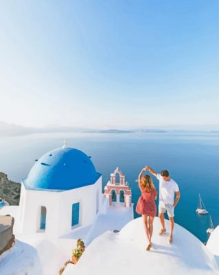 Couple Santorini Greece Paint By Numbers