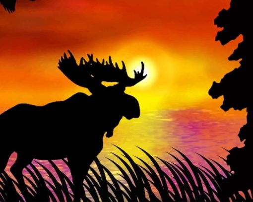 Moose Silhouette Paint By Numbers