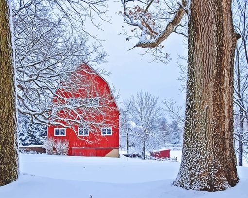 Barn Snow Paint By Numbers