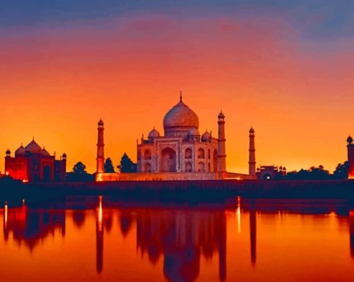 Taj Mahal Sunset Paint By Numbers