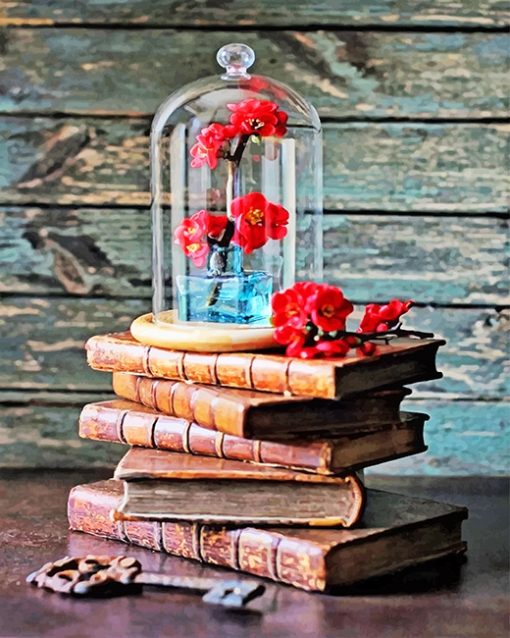 Vintage Books And Roses Paint By Numbers