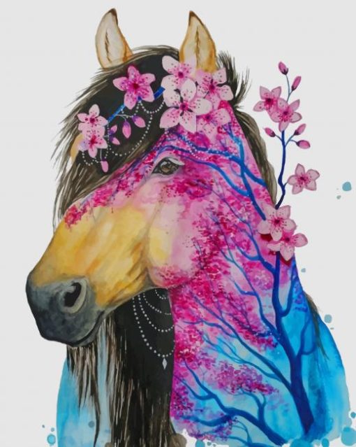 Abstract Floral Horse paint by numbers