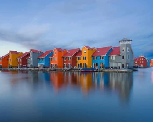 Colored Houses Hoogkerk Dutch paint by numbers