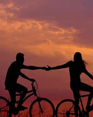 Couple On Bikes Silhouette paint by numbers