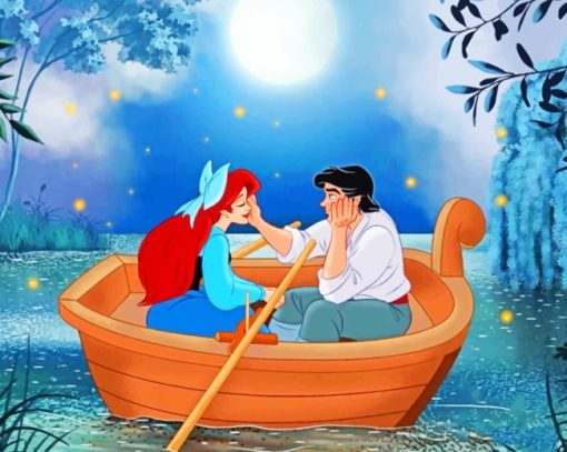 Ariel And Prince On Boat paint by numbers