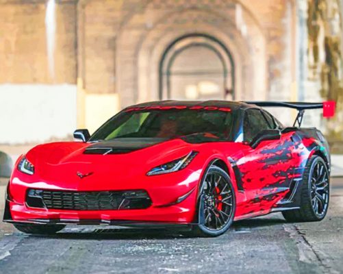 Red And Black Corvette Paint By Numbers