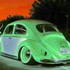 Mint Green VW Bug paint by numbers