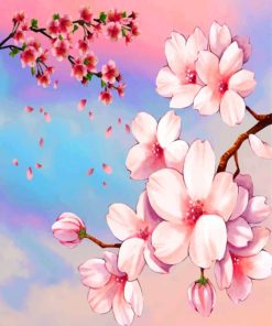 Pink Cherry Blossoms paint by numbers