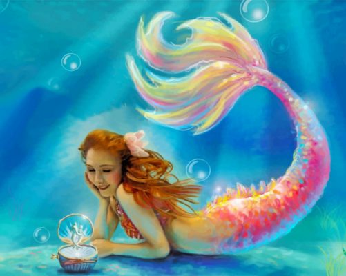 Pink Mermaid Underwater paint by numbers