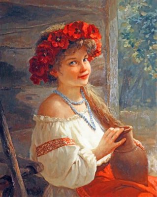 Girl With Flowers paint by numbers