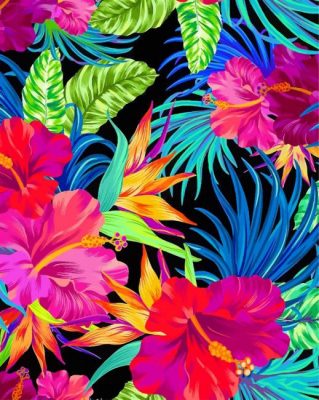 Tropical Flowers And Plants Paint by numbers