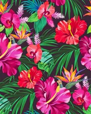 Tropical Plants And Flowers Paint by numbers