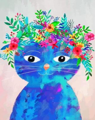 Cat With Flowers Paint by numbers