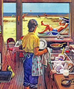 Doing Dishes At Beach Paint by numbers