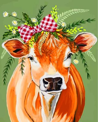 Cow And Flowers Paint by numbers