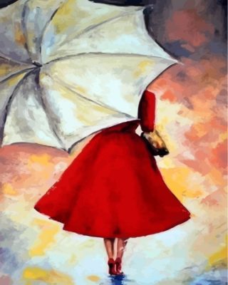 Lady And Umbrella Paint by numbers