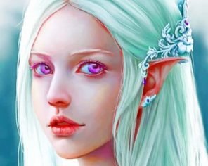 Fantasy Elf With Violet Eyes Paint by number