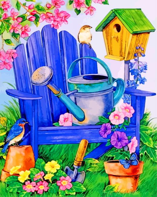 Garden Water Pail Paint by numbers