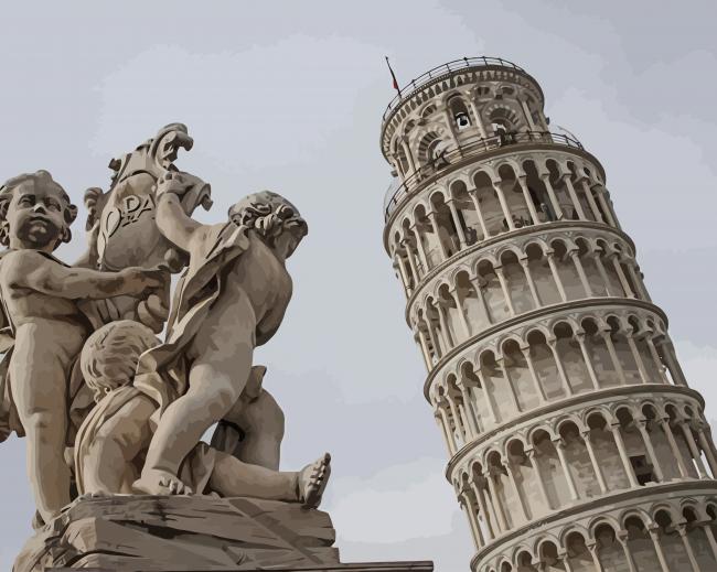 Italy-Sculpture-tower-Pisa-paint-by-number