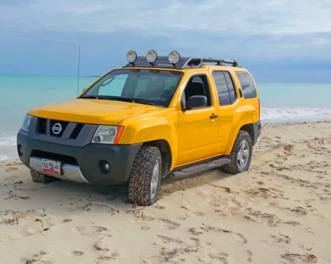 Nissan-Jeep-Truck-In-cancun-sand-paint-by-number