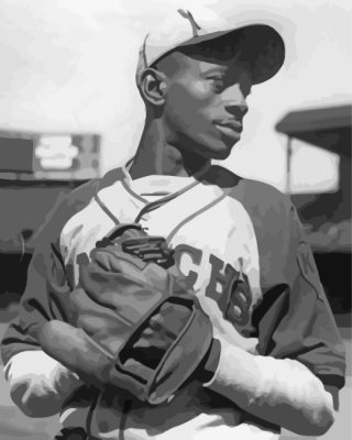 Satchel Paige Black And White Paint by numbers